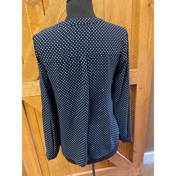 Women's Small Top Dazz Navy Polka Dot Blouse EUC - Picture 6 of 7